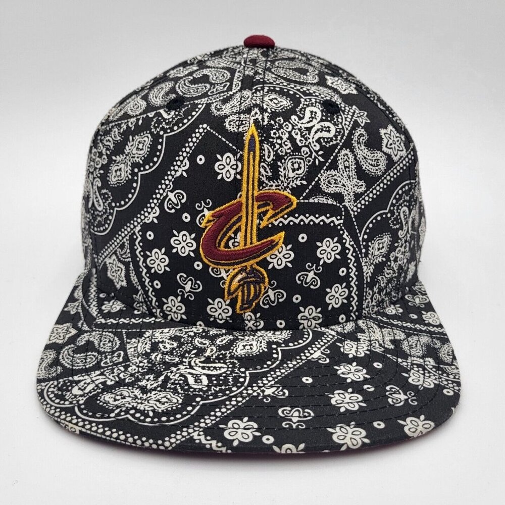 Cleveland Cavaliers Hat Cap Snap Back Black Paisley NBA Basketball Adidas Mens